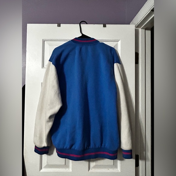 Blue and White Varsity Jacket with Patches - Picture 3 of 3